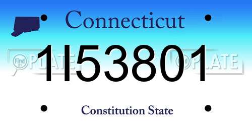 1I53801 Connecticut License Plate