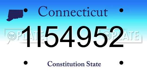 1I54952 Connecticut License Plate