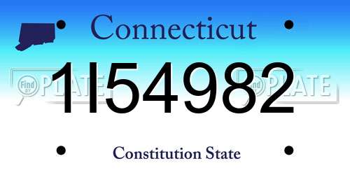 1I54982 Connecticut License Plate