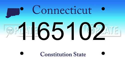 1I65102 Connecticut License Plate