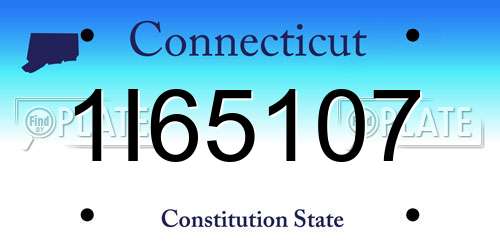 1I65107 Connecticut License Plate