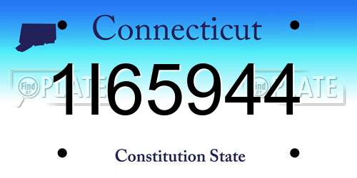 1I65944 Connecticut License Plate