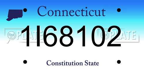 1I68102 Connecticut License Plate