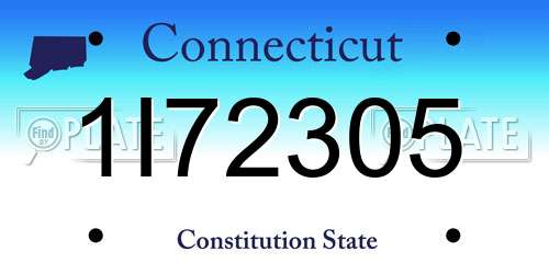 1I72305 Connecticut License Plate