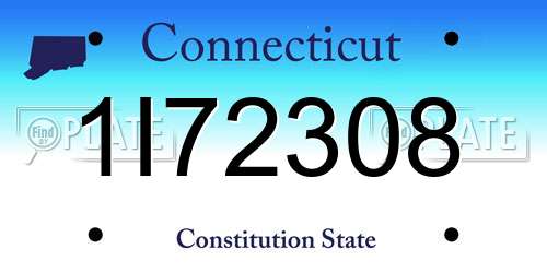 1I72308 Connecticut License Plate