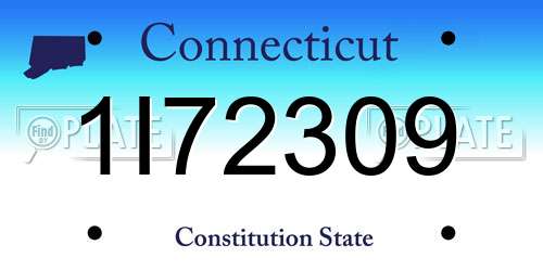 1I72309 Connecticut License Plate