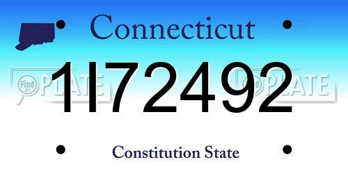 1I72492 Connecticut License Plate