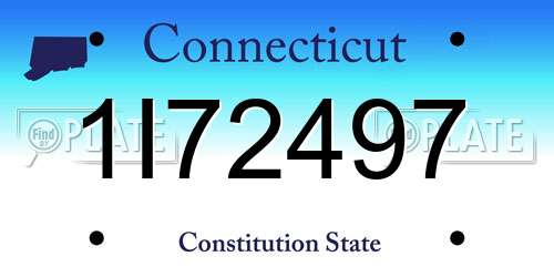 1I72497 Connecticut License Plate