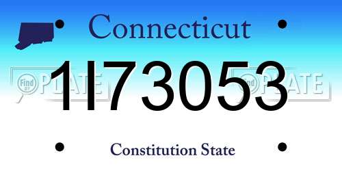 1I73053 Connecticut License Plate