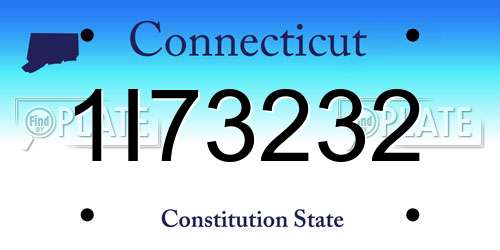 1I73232 Connecticut License Plate