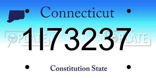 1I73237 Connecticut License Plate