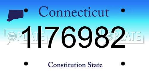1I76982 Connecticut License Plate