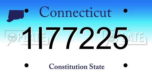 1I77225 Connecticut License Plate