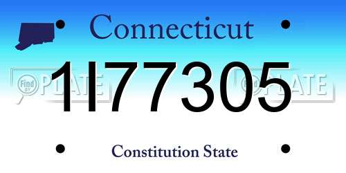 1I77305 Connecticut License Plate