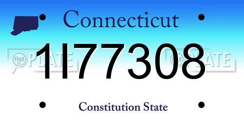1I77308 Connecticut License Plate