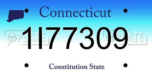 1I77309 Connecticut License Plate