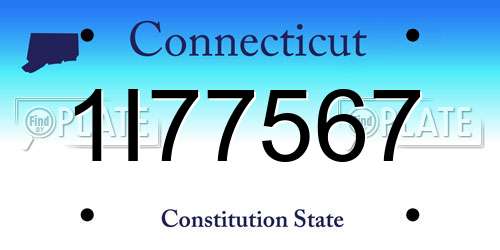 1I77567 Connecticut License Plate