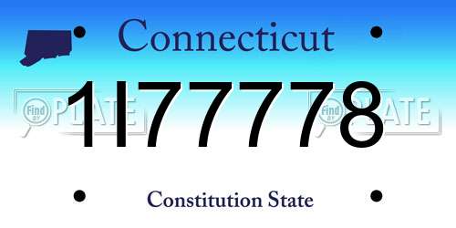 1I77778 Connecticut License Plate