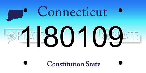 1I80109 Connecticut License Plate