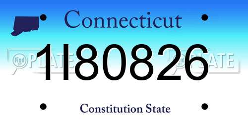 1I80826 Connecticut License Plate