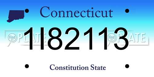 1I82113 Connecticut License Plate