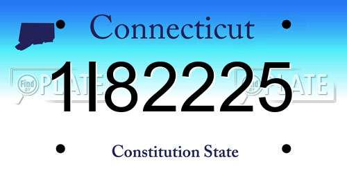 1I82225 Connecticut License Plate