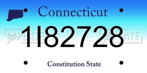 1I82728 Connecticut License Plate