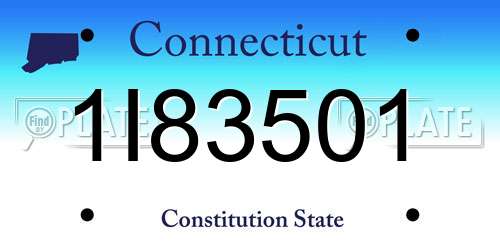1I83501 Connecticut License Plate