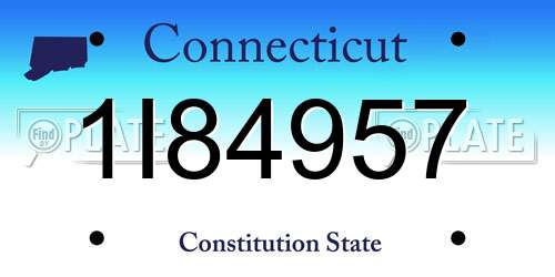 1I84957 Connecticut License Plate