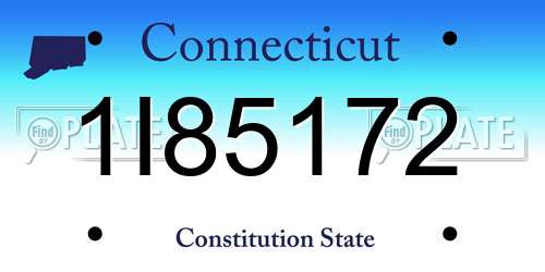 1I85172 Connecticut License Plate