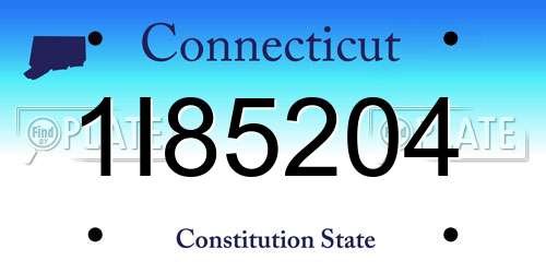 1I85204 Connecticut License Plate