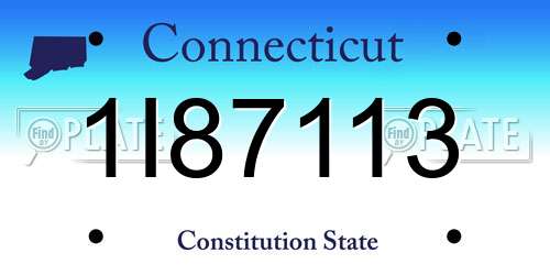 1I87113 Connecticut License Plate