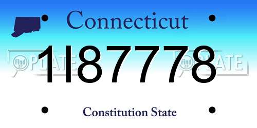 1I87778 Connecticut License Plate