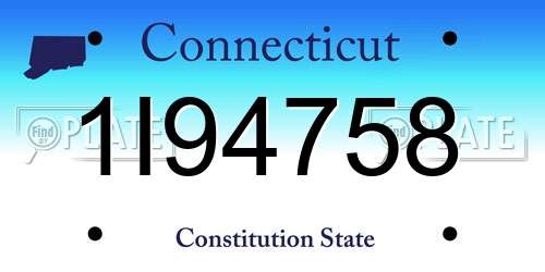 1I94758 Connecticut License Plate
