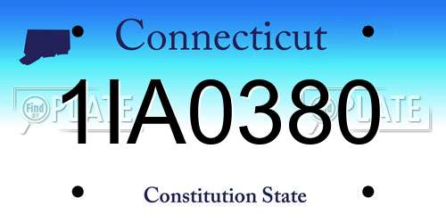 1IA0380 Connecticut License Plate