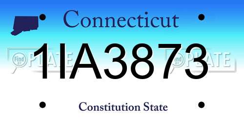 1IA3873 Connecticut License Plate