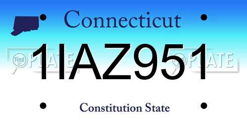 1IAZ951 Connecticut License Plate