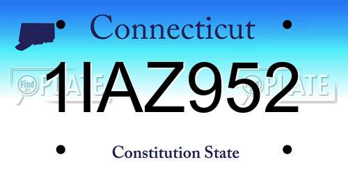 1IAZ952 Connecticut License Plate