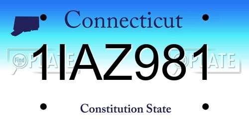 1IAZ981 Connecticut License Plate