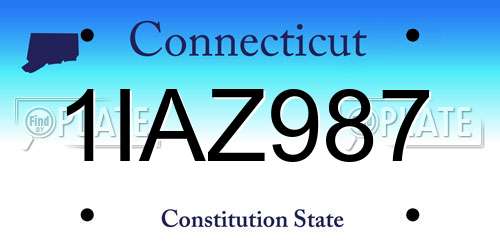 1IAZ987 Connecticut License Plate