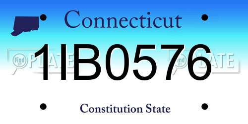 1IB0576 Connecticut License Plate