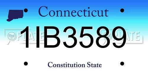 1IB3589 Connecticut License Plate