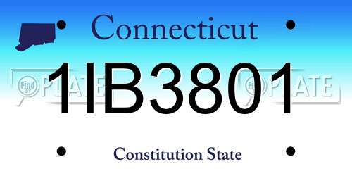 1IB3801 Connecticut License Plate