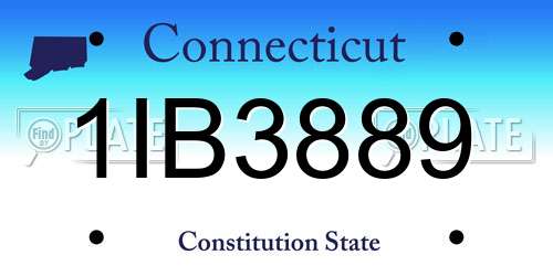 1IB3889 Connecticut License Plate