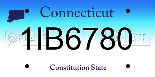 1IB6780 Connecticut License Plate