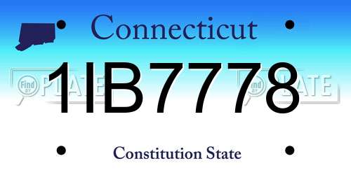 1IB7778 Connecticut License Plate