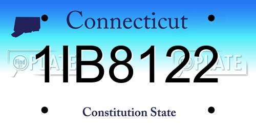 1IB8122 Connecticut License Plate