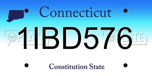 1IBD576 Connecticut License Plate