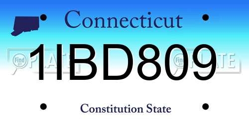 1IBD809 Connecticut License Plate