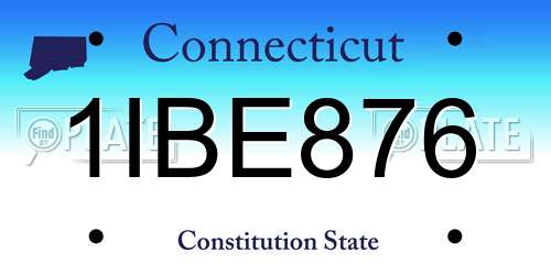 1IBE876 Connecticut License Plate